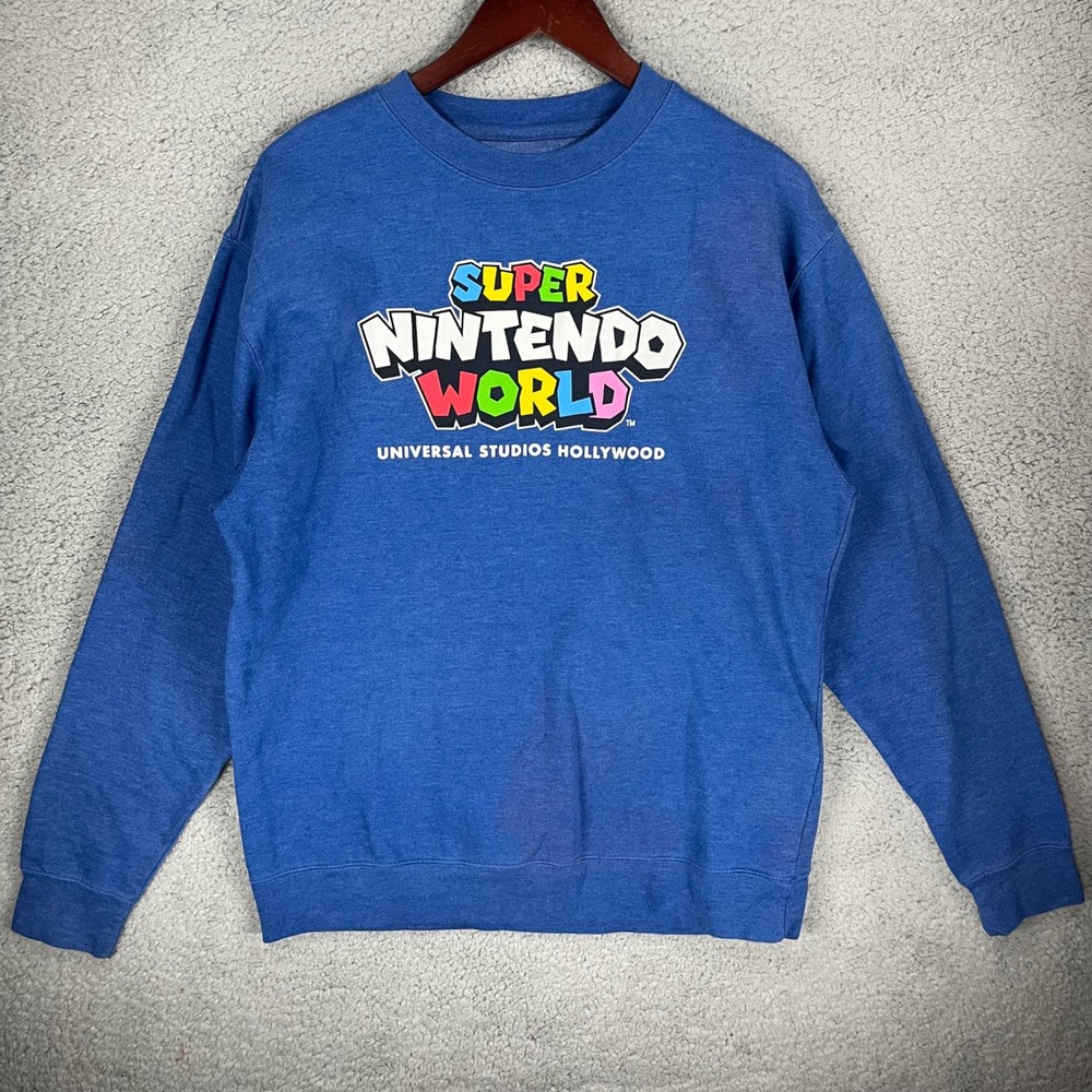 Nintendo Super Nintendo World Universal Studios Hollywood Blue Sweatshirt Large